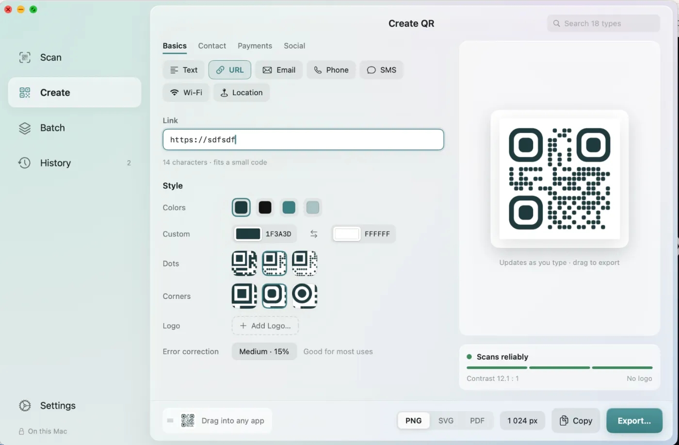Скриншот продукту — QR Hash